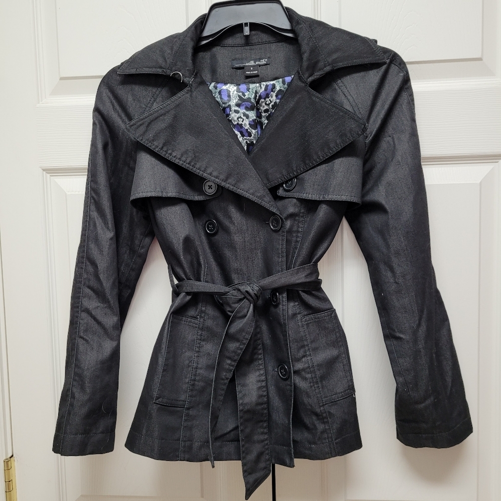 Willi Smith Ladies Black Double Breasted Trench coat
